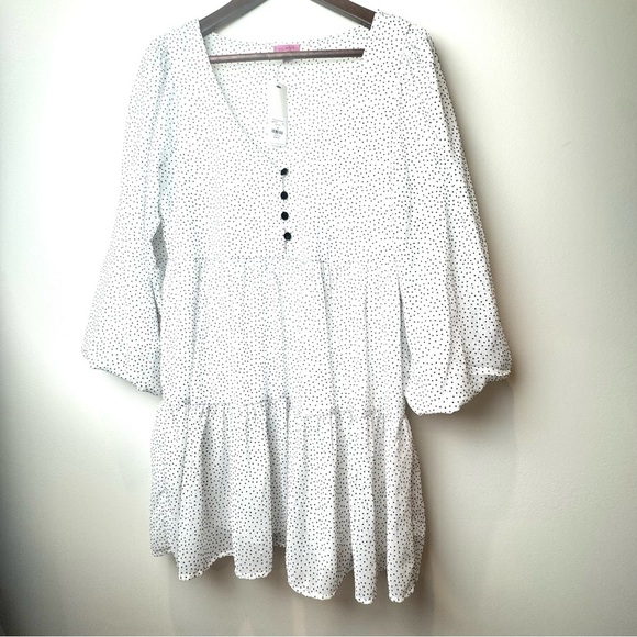 Emily Flocked Dot Tiered Mini Dress Francesca’s Women’s SZ M - Picture 9 of 10